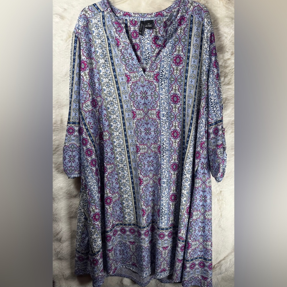 new directions Lavender and Fuchsia Printed Midi Dress